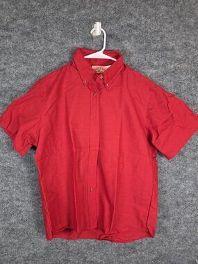 Red Kap Shirt women xl Red Short Sleeve Button Down Poly Cotton Workwear